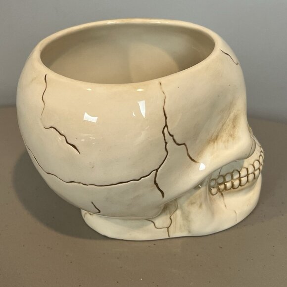 Skull Bowl with Skeleton Arm Spoon Decorative Halloween Dia de los Muertos Decor - Picture 5 of 16